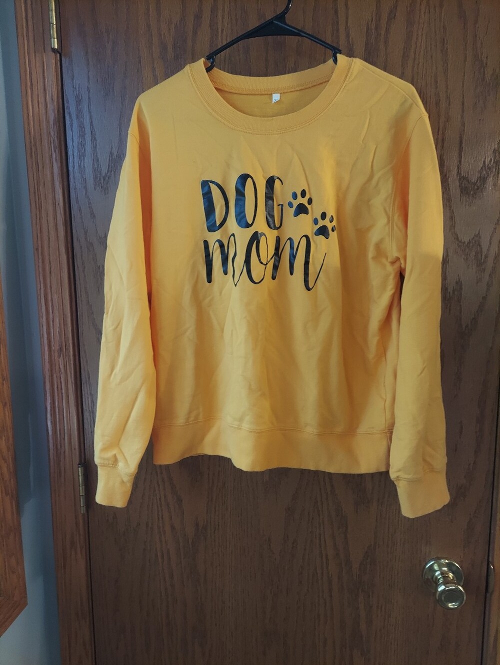 Yellow Dog Mom Sweatshirt XL | Graphic Paw Print Crewneck Pullover